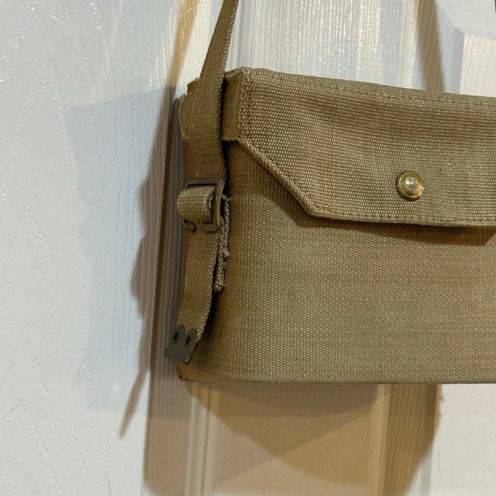Vintage Military‎ Style Khaki Canvas Crossbody Bag Utility Pouch Tactical Small